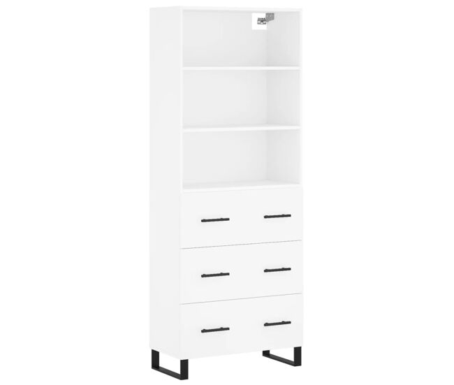 Armário alto - bufete - móvel de apoio 69,5x34x180 cm derivados de madeira branco pt632