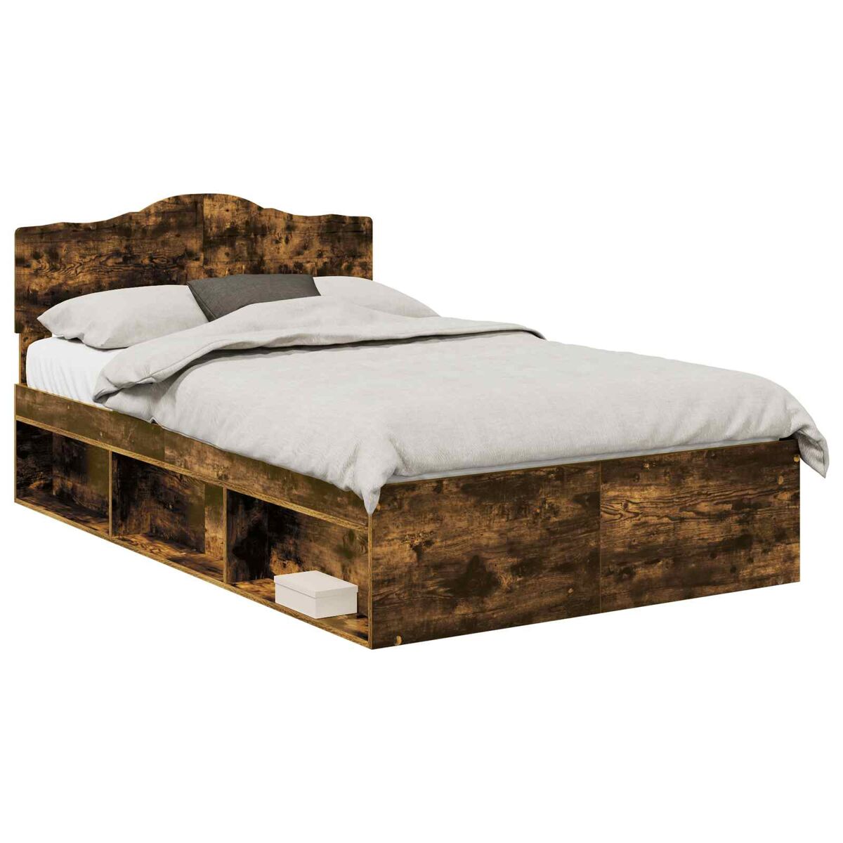 Estrutura de cama de casal com cabeceira - carvalho defumado 120 x 190 cm