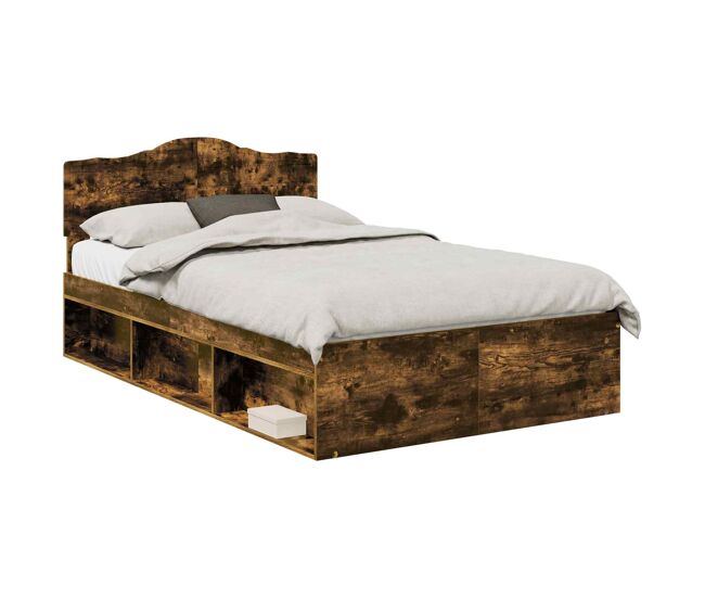Estrutura de cama de casal com cabeceira - carvalho defumado 120 x 190 cm
