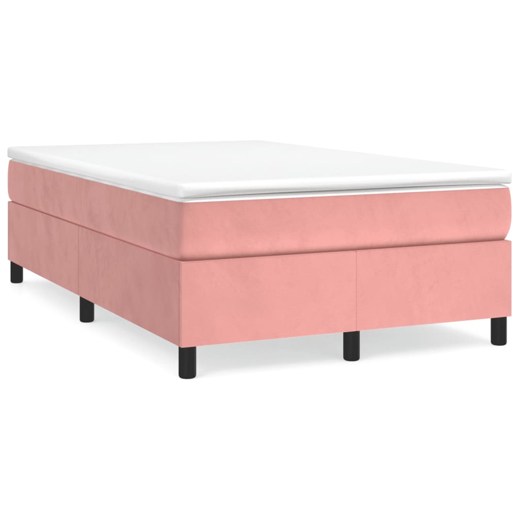 Estrutura de cama de casal moderno com molas 120x200 cm veludo rosa