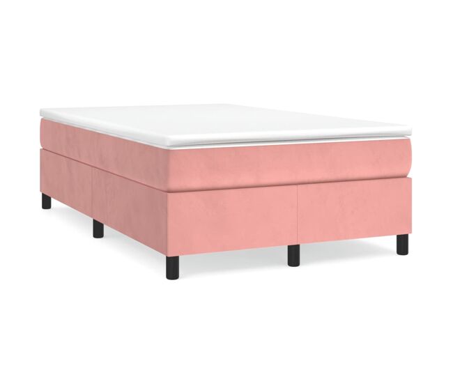 Estrutura de cama de casal moderno com molas 120x200 cm veludo rosa