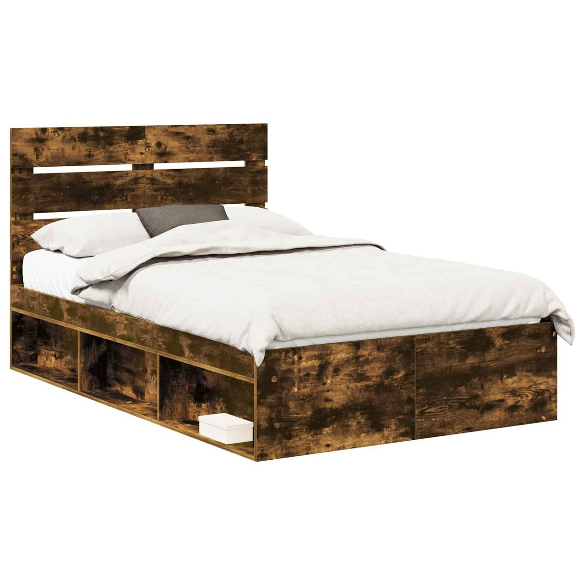 Estrutura de cama de casal com cabeceira - carvalho defumado 120 x 200 cm