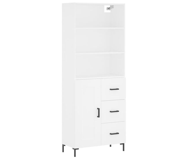Armário alto - bufete - móvel de apoio 69,5x34x180 cm derivados de madeira branco pt645