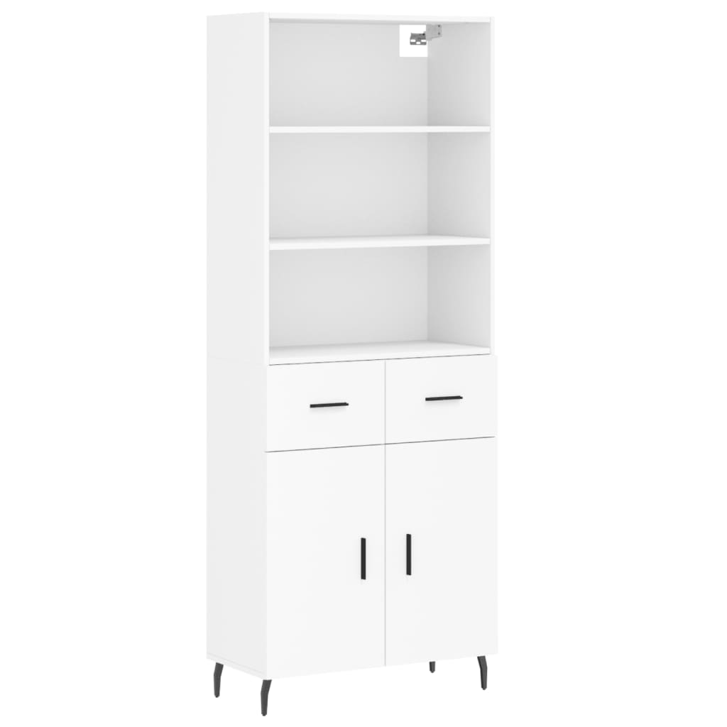 Armário alto - bufete - móvel de apoio 69,5x34x180 cm derivados de madeira branco pt746