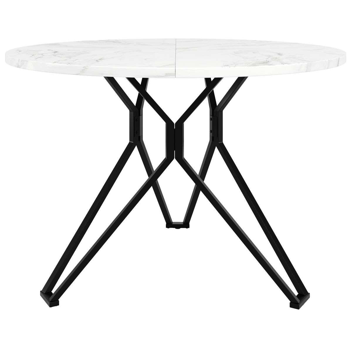Mesa redonda 100x100 cm - mesa de jantar para 4 pessoas, com pernas metálicas e tampo em mdf mármore - preto