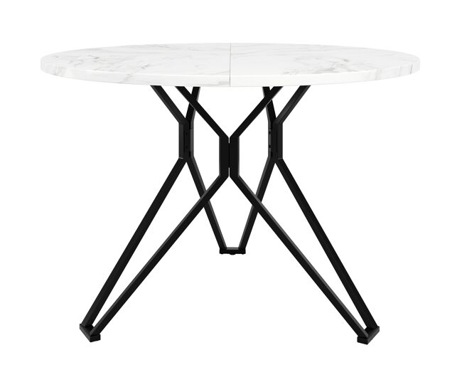 Mesa redonda 100x100 cm - mesa de jantar para 4 pessoas, com pernas metálicas e tampo em mdf mármore - preto