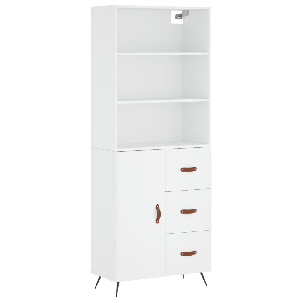 Armário alto - bufete - móvel de apoio 69,5x34x180 cm derivados de madeira branco pt633