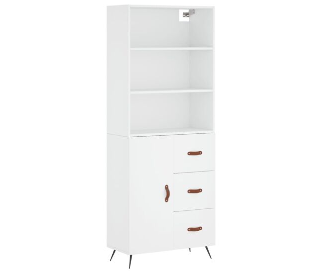 Armário alto - bufete - móvel de apoio 69,5x34x180 cm derivados de madeira branco pt633