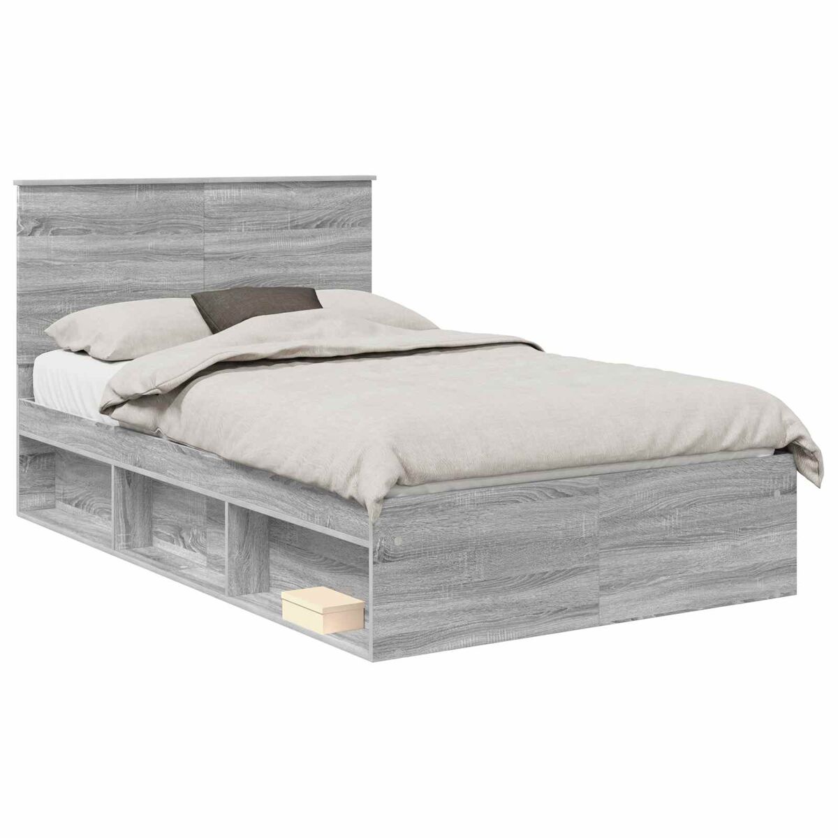 Estrutura da cama de casal simple com cabeceira cinza sonoma 120 x 200 cm
