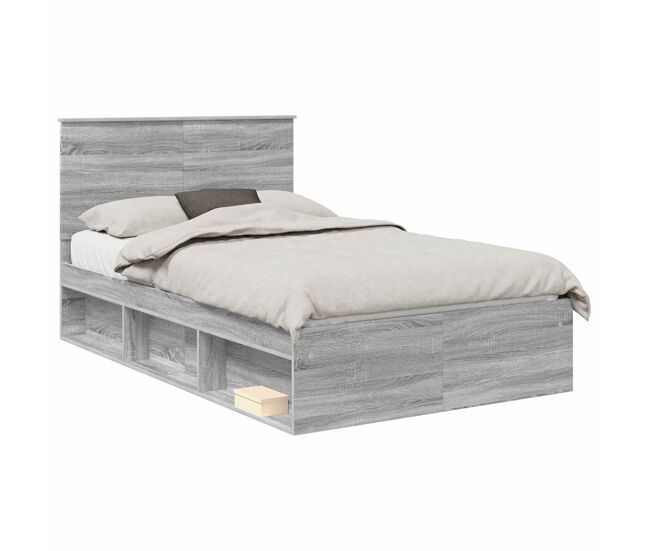 Estrutura da cama de casal simple com cabeceira cinza sonoma 120 x 200 cm