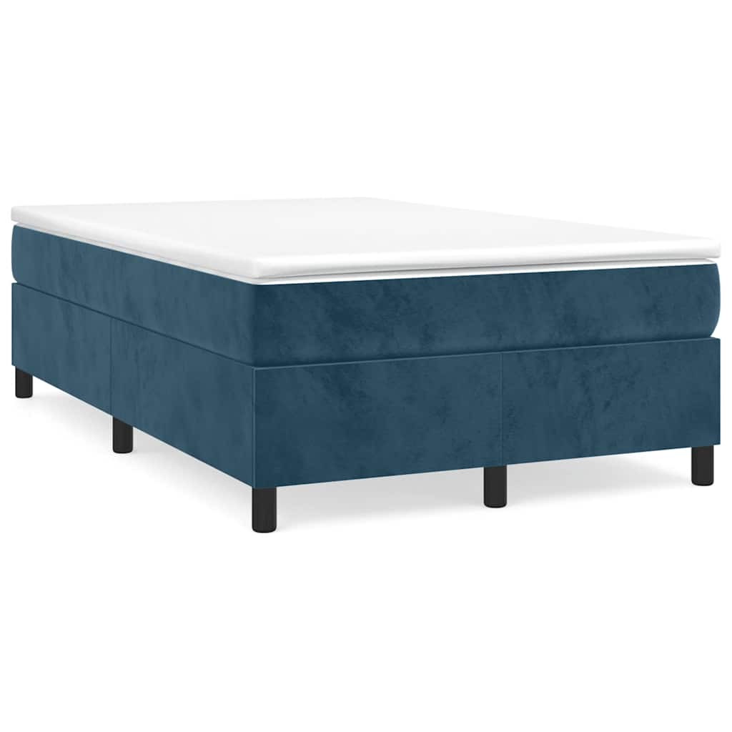 Estrutura de cama de casal moderno com molas 120x200 cm veludo azul