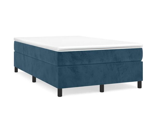Estrutura de cama de casal moderno com molas 120x200 cm veludo azul