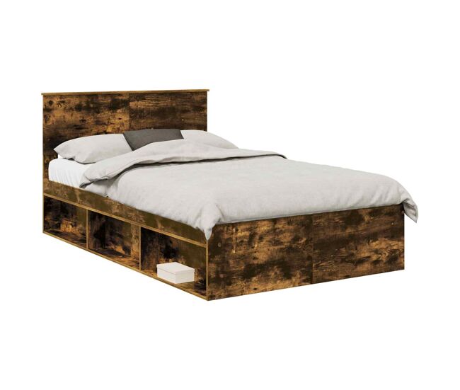 Estrutura de cama de casal com cabeceira - carvalho defumado 120 x 190 cm