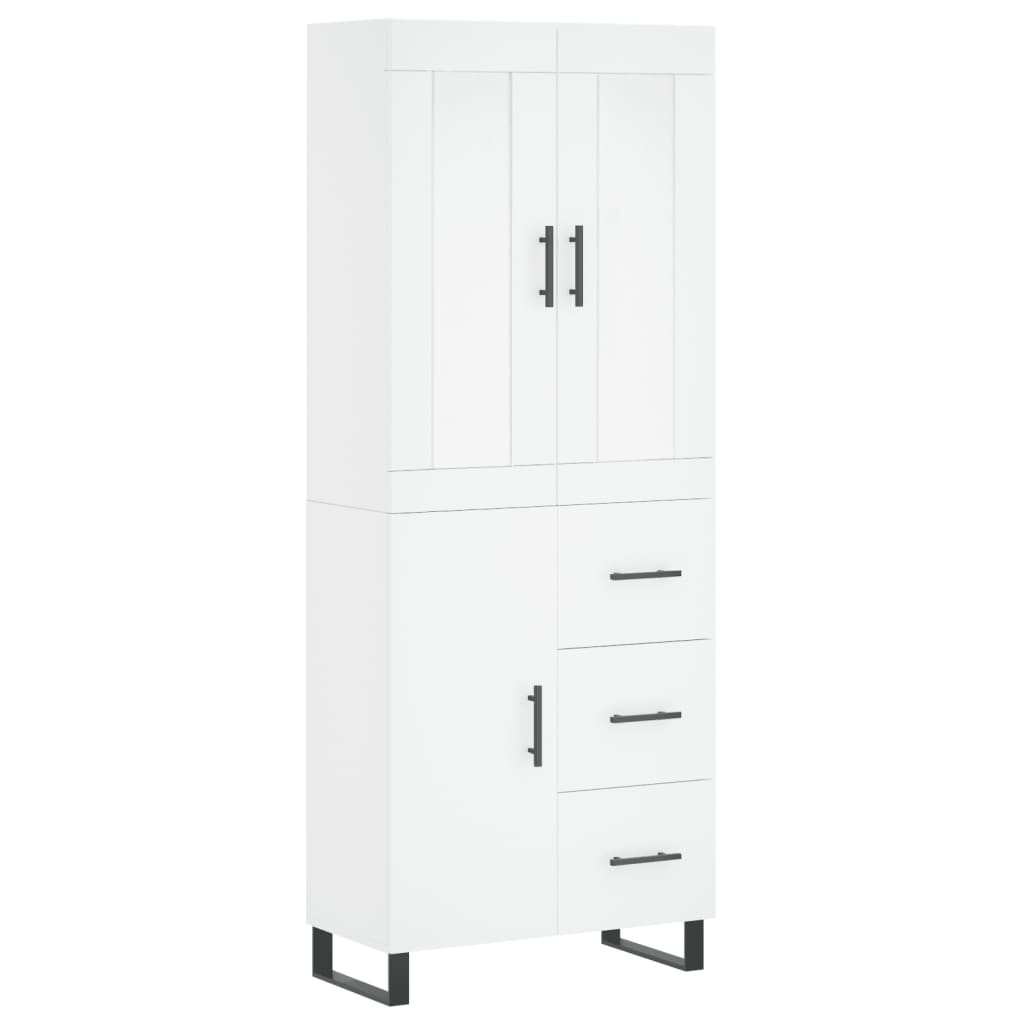 Armário alto - bufete - móvel de apoio 69,5x34x180 cm derivados de madeira branco pt726