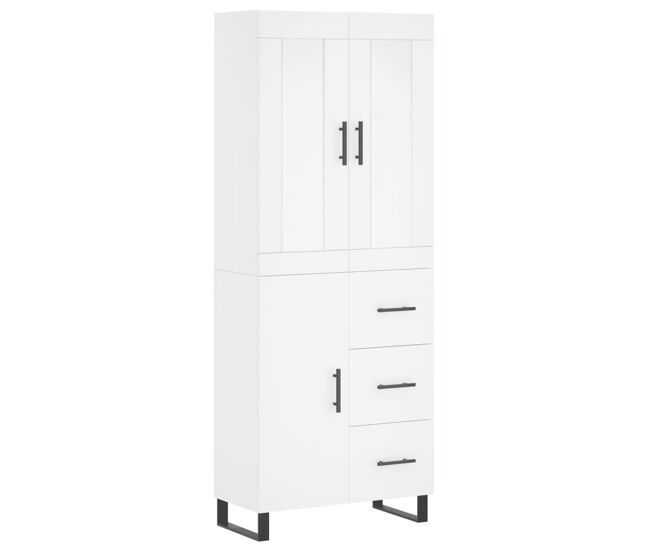 Armário alto - bufete - móvel de apoio 69,5x34x180 cm derivados de madeira branco pt726