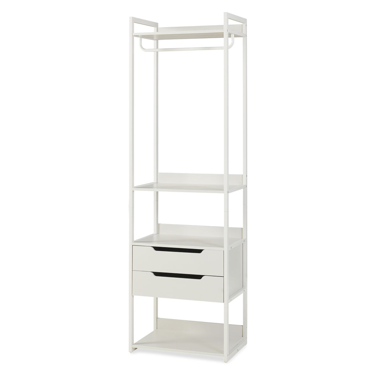 Bengaleiro de pé jässaatka 1 varão 2 gavetas 4 prateleiras aço 200x61x40 cm cinzento [en.casa]