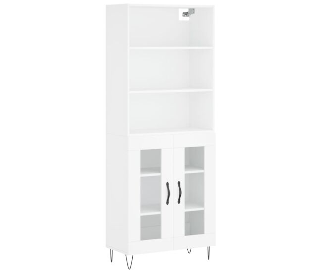 Armário alto - bufete - móvel de apoio 69,5x34x180 cm derivados de madeira branco pt625