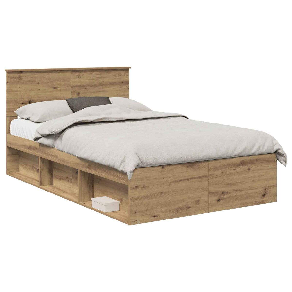 Estrutura de cama de casal moderno com cabeceira - carvalho artesanal 120 x 190 cm