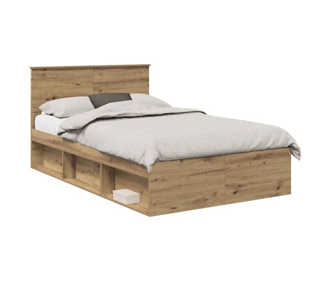 Estrutura de cama de casal moderno com cabeceira - carvalho artesanal 120 x 190 cm
