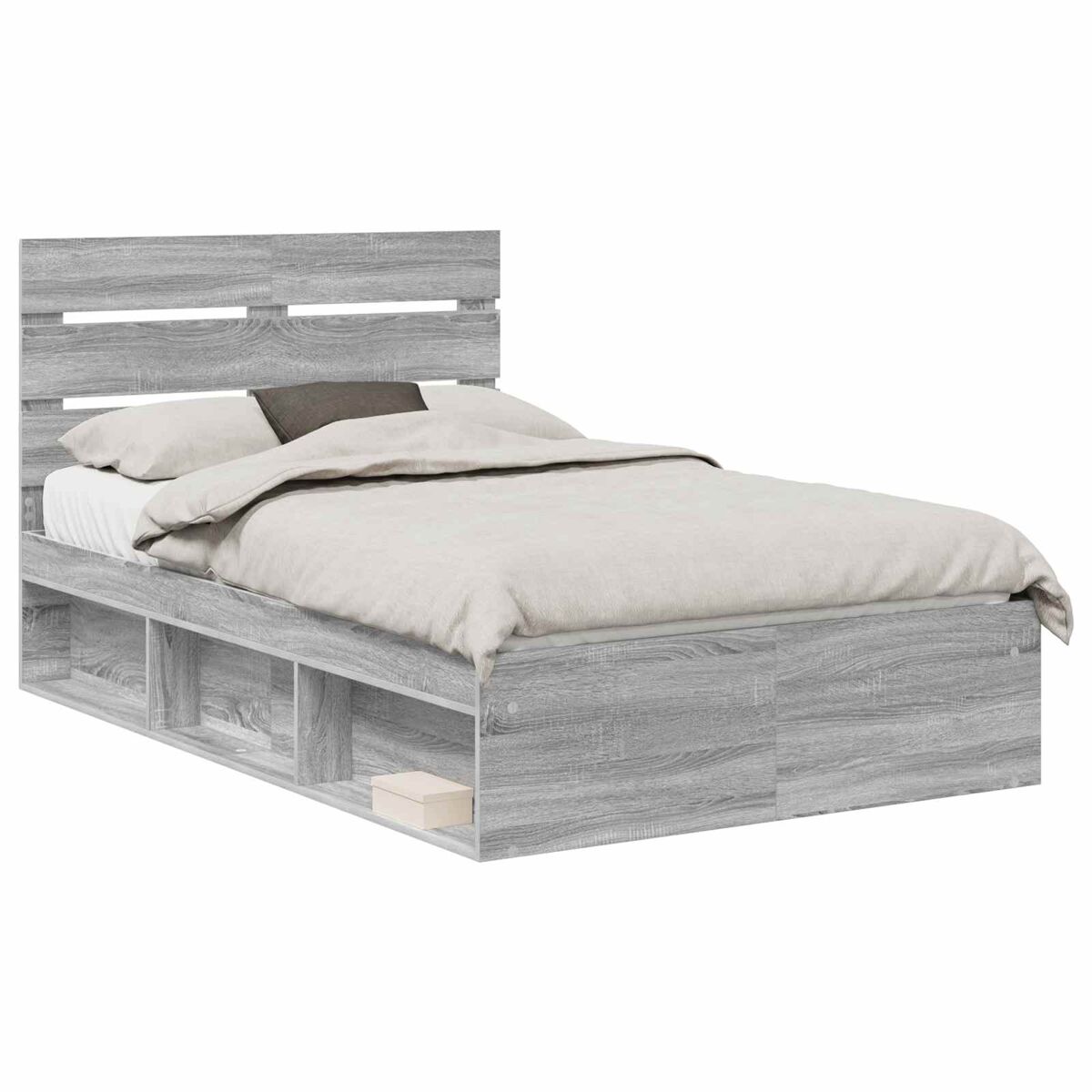 Estrutura da cama de casal simple com cabeceira cinza sonoma 120 x 200 cm