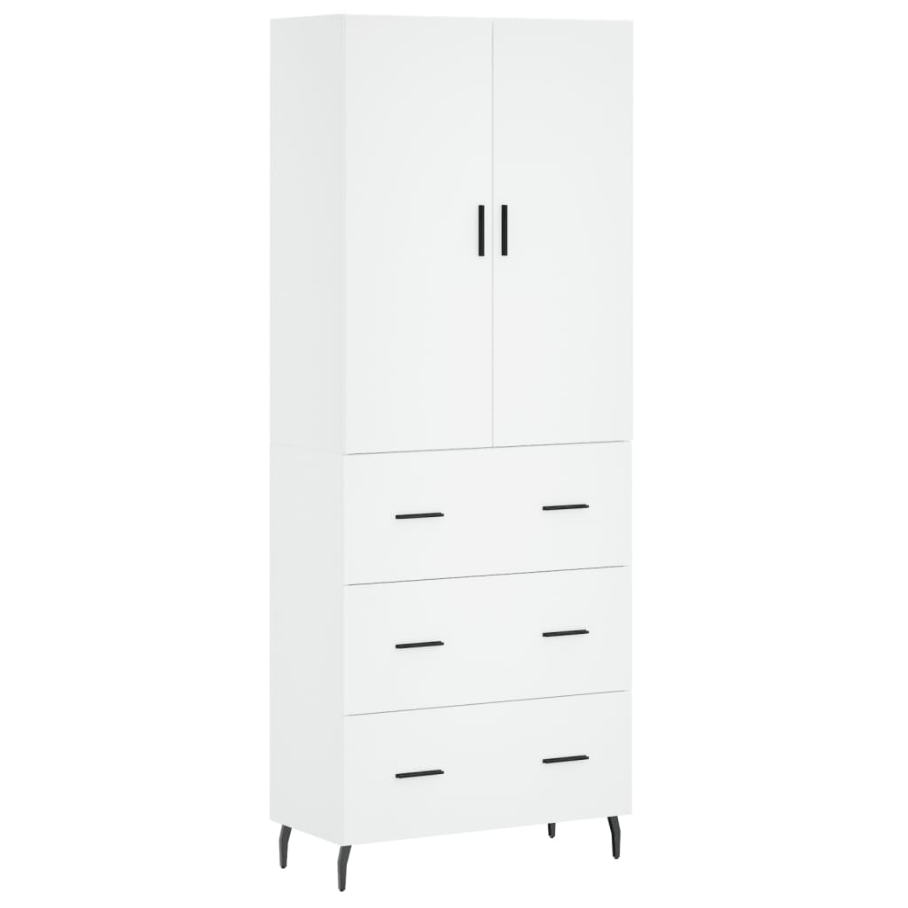 Armário alto - bufete - móvel de apoio 69,5x34x180 cm derivados de madeira branco pt655