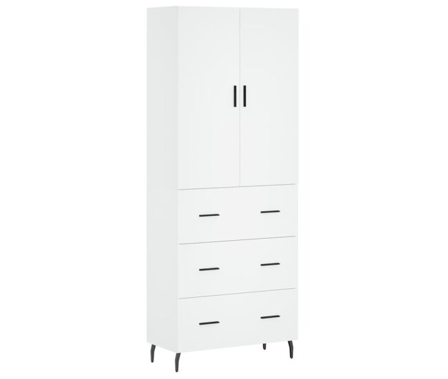 Armário alto - bufete - móvel de apoio 69,5x34x180 cm derivados de madeira branco pt655