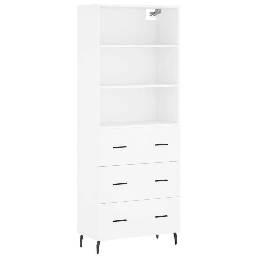 Armário alto - bufete - móvel de apoio 69,5x34x180 cm derivados de madeira branco pt631