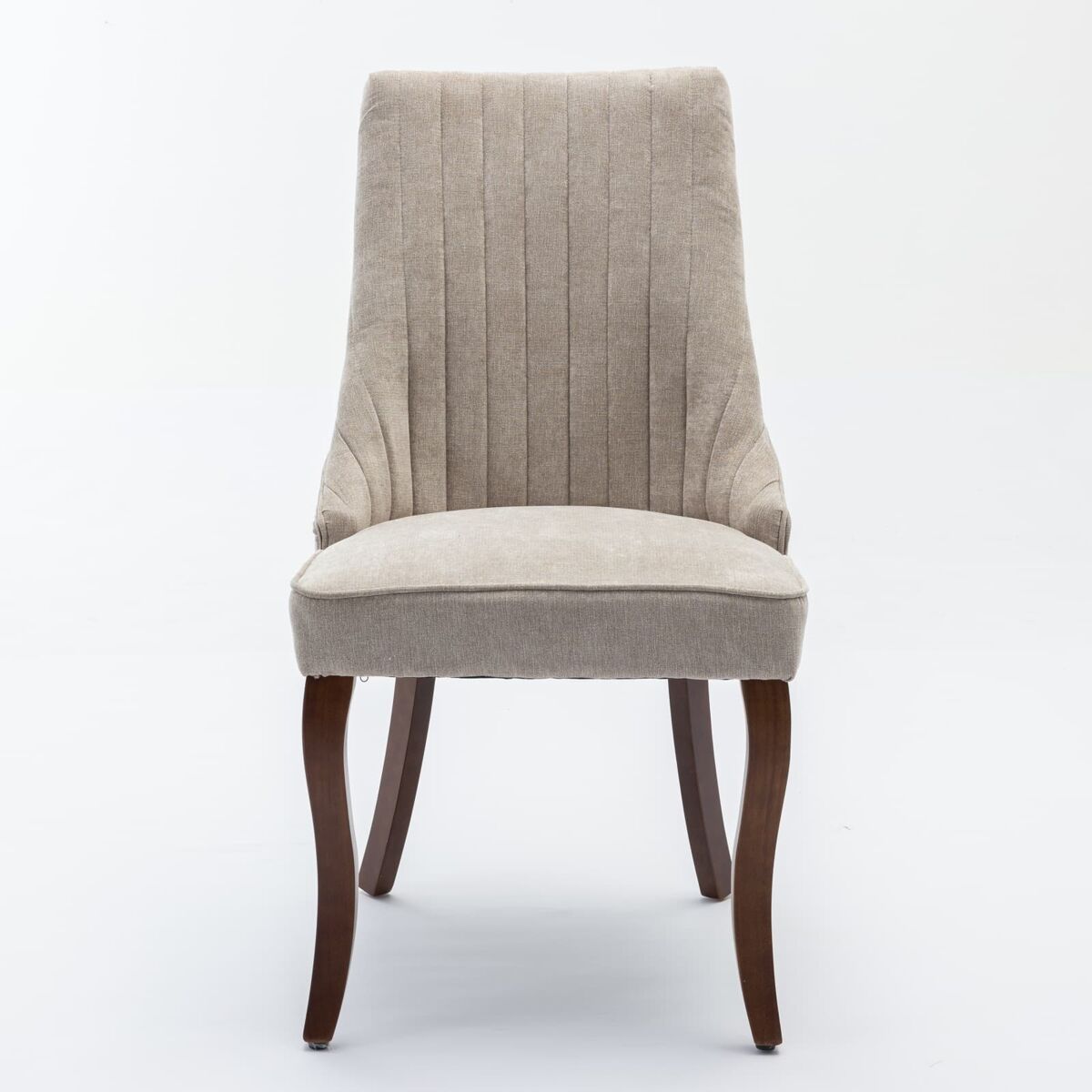Cadeira de sala de jantar 2 unidades - estofada em chenille confortável com pernas de madeira curvadas - bege