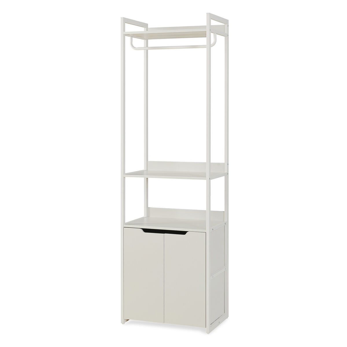 Bengaleiro de pé jässaatka 1 varão 1 armário 3 prateleiras aço 200x61x40 cm cinzento [en.casa]