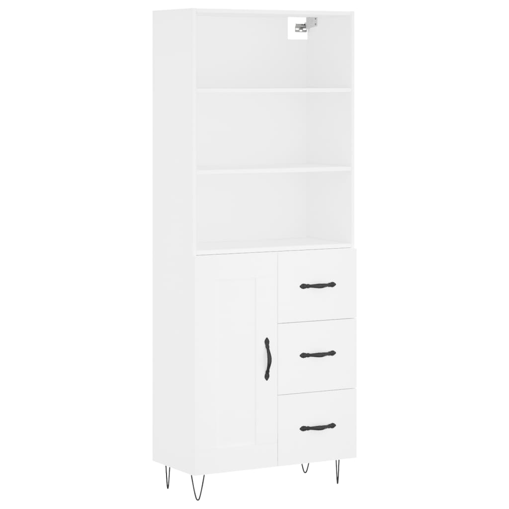 Armário alto - bufete - móvel de apoio 69,5x34x180 cm derivados de madeira branco pt749