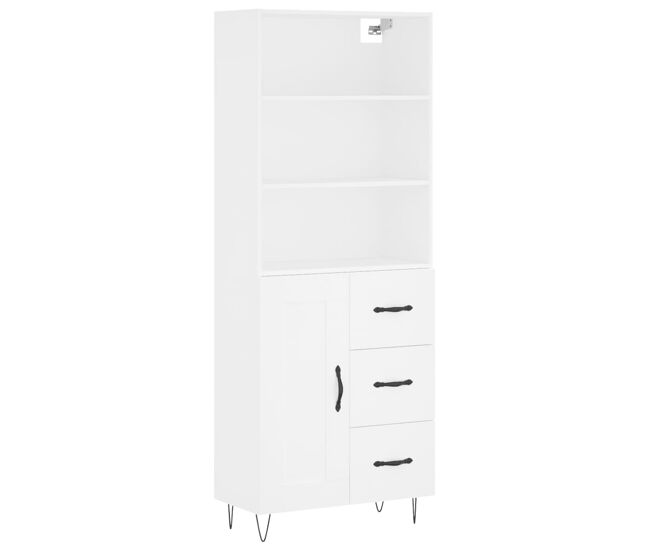 Armário alto - bufete - móvel de apoio 69,5x34x180 cm derivados de madeira branco pt749