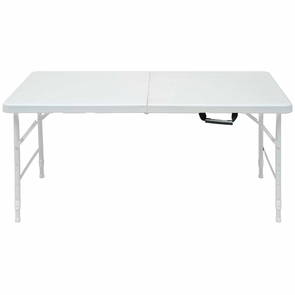 Mesa de lazer de 125 cm – dobrável, ajustável, resistente e fácil de limpar – branca