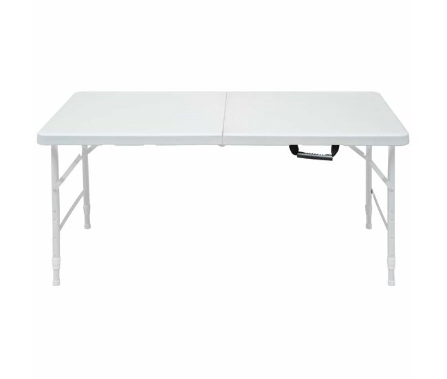 Mesa de lazer de 125 cm – dobrável, ajustável, resistente e fácil de limpar – branca
