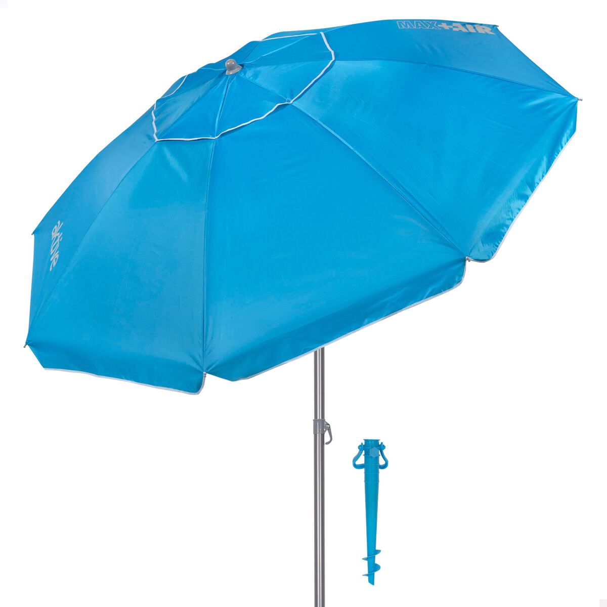 Aktive guarda-sol de praia com 8 varetas, 200 cm, azul, com suporte