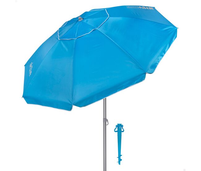 Aktive guarda-sol de praia com 8 varetas, 200 cm, azul, com suporte