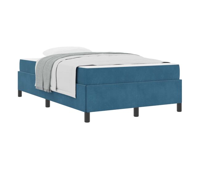 Estrutura da cama de casal moderno com colchão - azul escuro 120 x 190 cm tecido