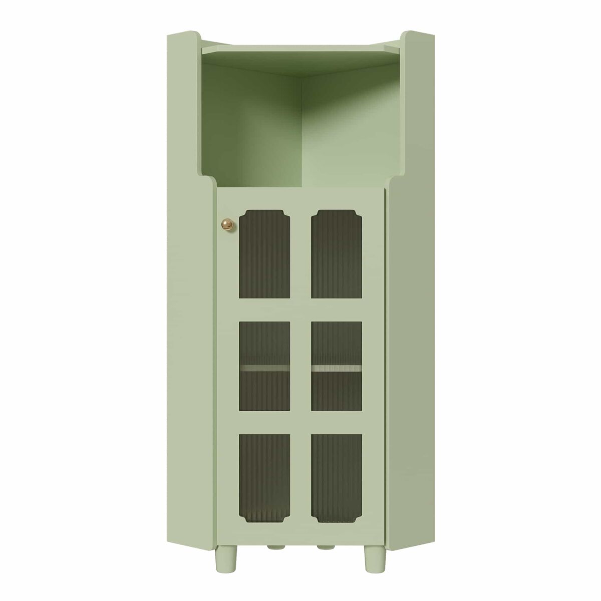 Armário de canto 63,5 x 124 cm - acabamento lacado, iluminação led, controlo por aplicação, design moderno, multifuncional (sala de estar, étagère, casa de banho) - verde