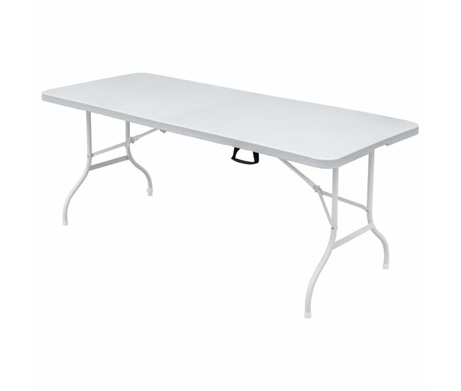 Mesa dobrável de 180 cm - para lazer, resistente à oxidação e fácil de limpar - branca