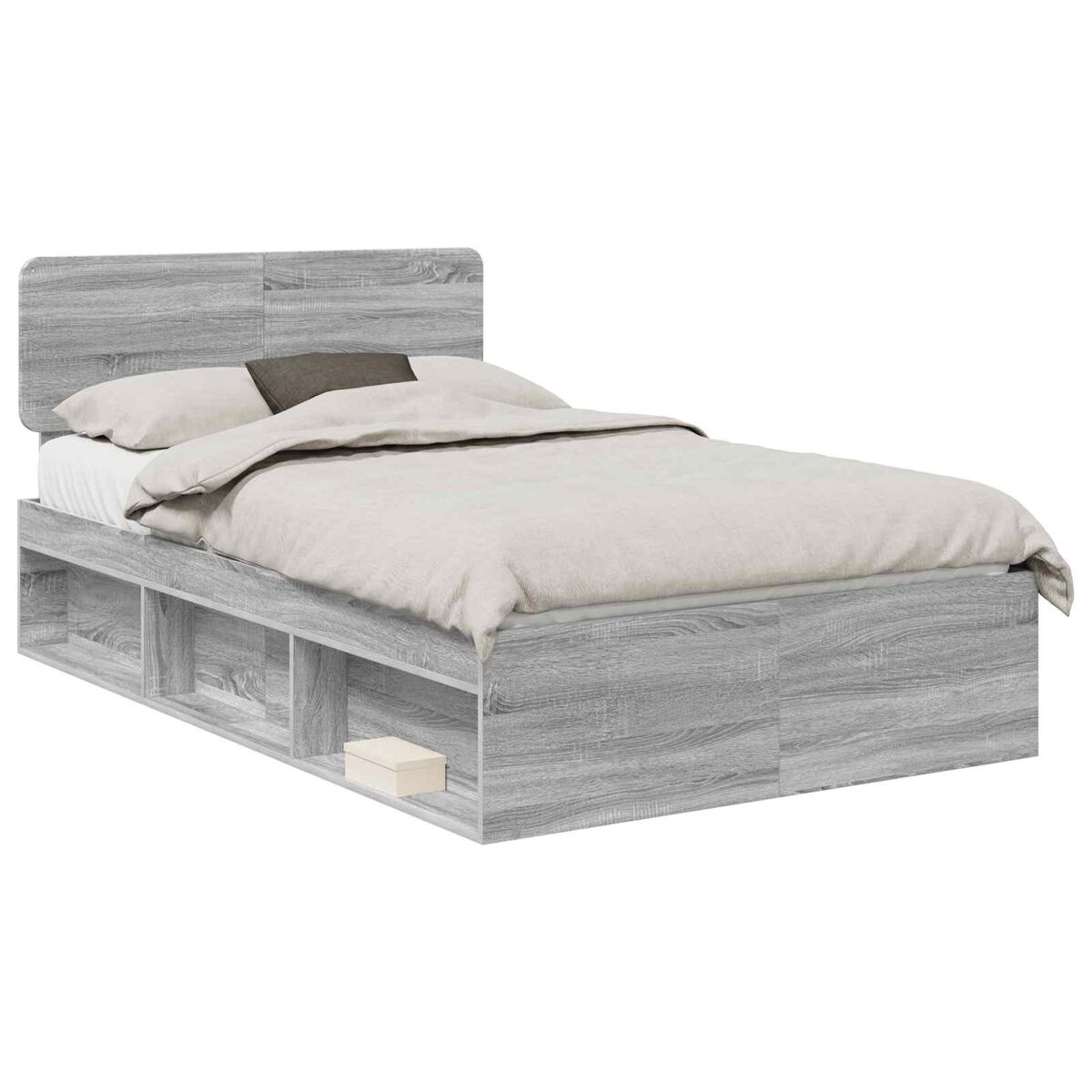 Estrutura da cama de casal simple com cabeceira cinza sonoma 120 x 190 cm