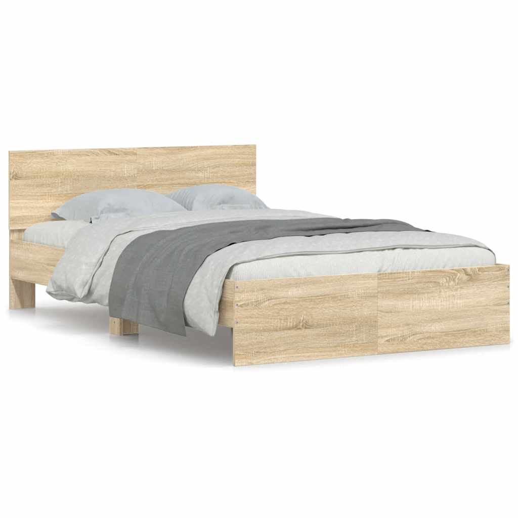 Estrutura de cama de casal para adultos com cabeceira 120x190 cm carvalho sonoma