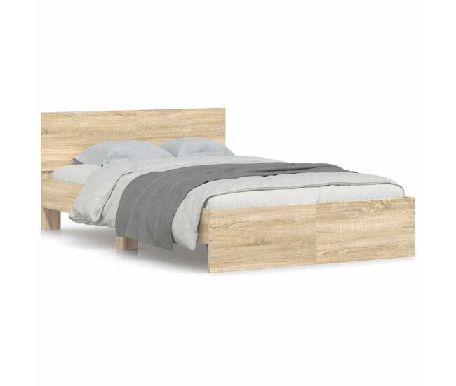 Estrutura de cama de casal para adultos com cabeceira 120x190 cm carvalho sonoma