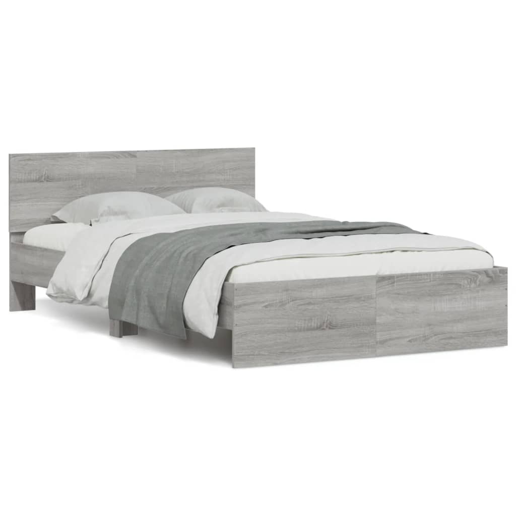 Estrutura de cama de casal moderno com cabeceira 120x190 cm cinzento sonoma