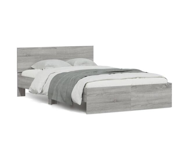 Estrutura de cama de casal moderno com cabeceira 120x190 cm cinzento sonoma