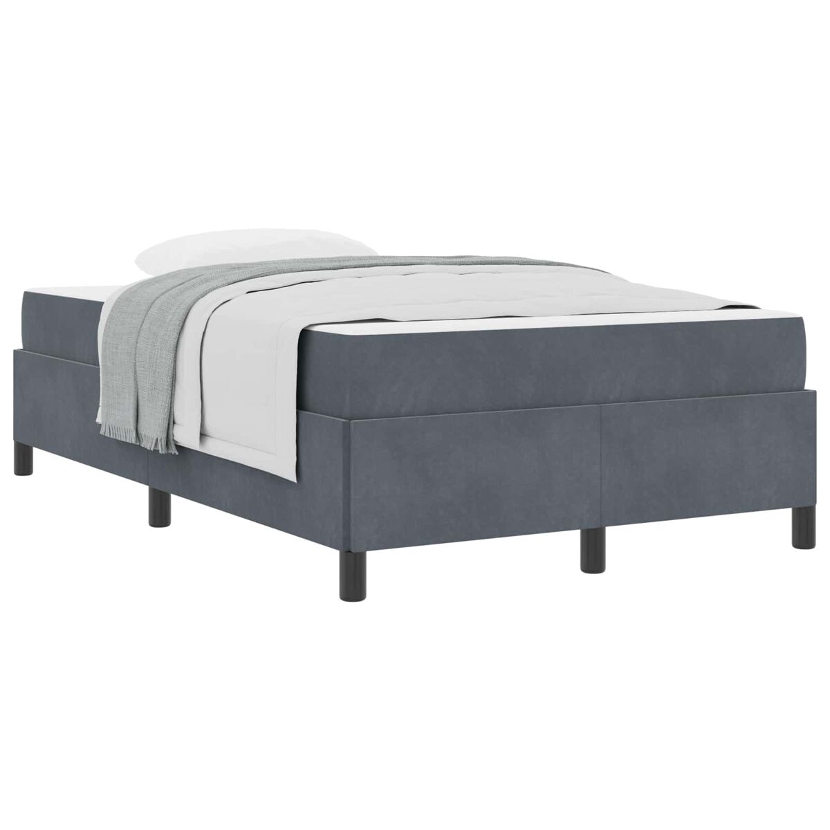 Estrutura da cama de casal moderno com colchão cinza escuro 120 x 190 cm tecido