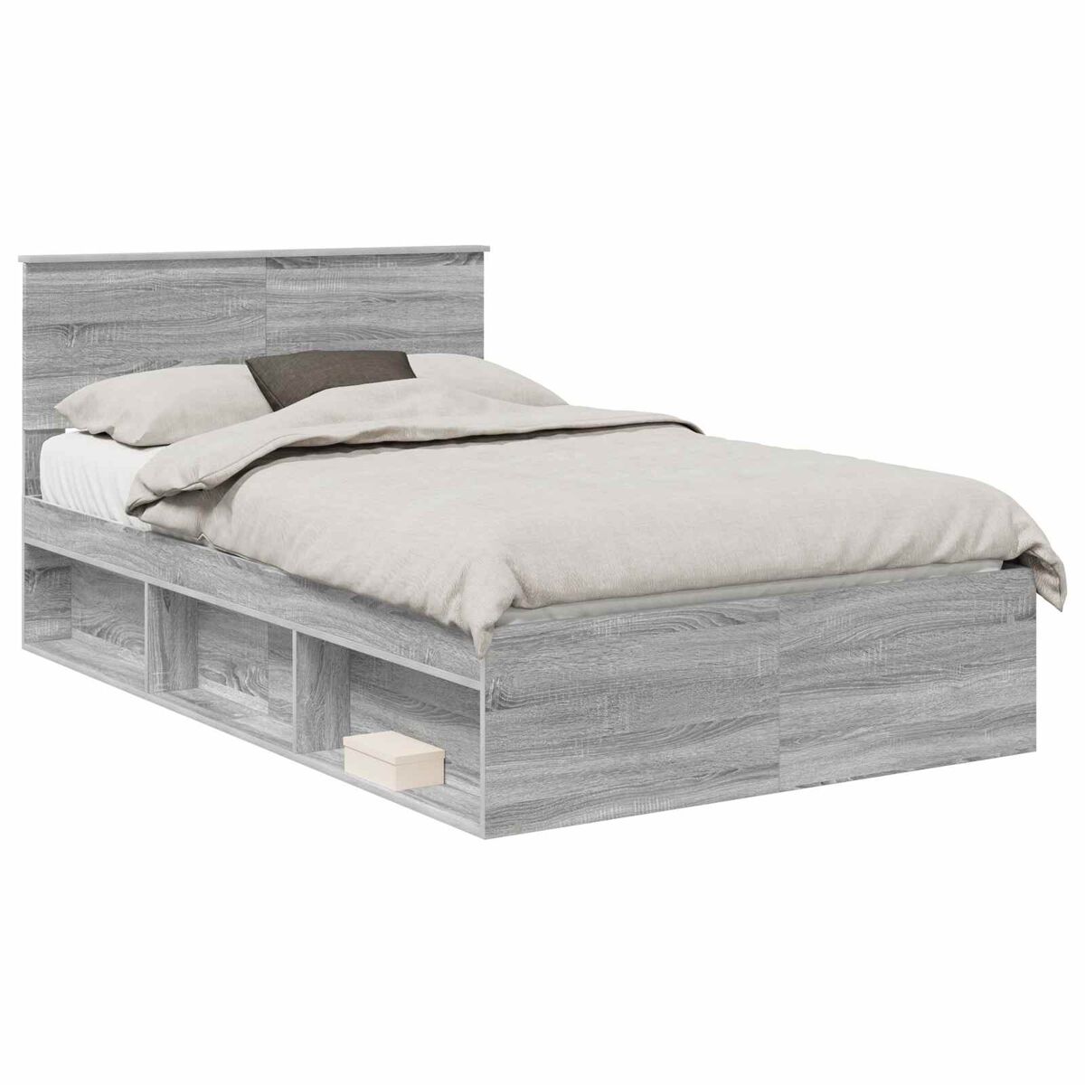 Estrutura da cama de casal simple com cabeceira cinza sonoma 120 x 190 cm