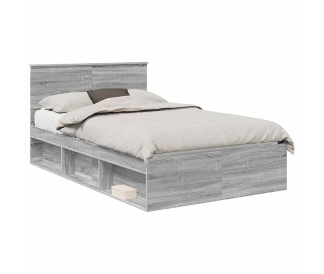 Estrutura da cama de casal simple com cabeceira cinza sonoma 120 x 190 cm