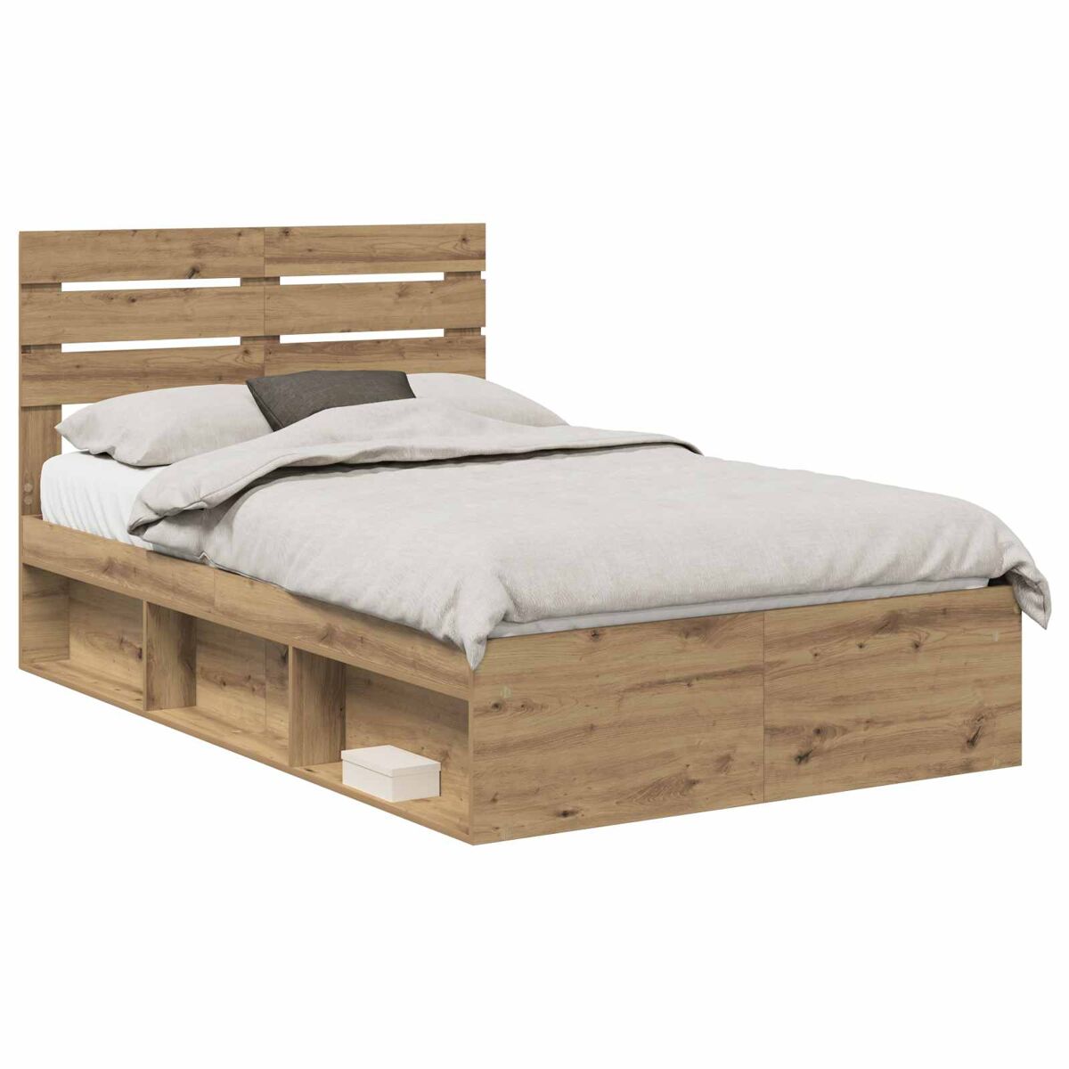 Estrutura de cama de casal moderno com cabeceira - carvalho artesanal 120 x 190 cm