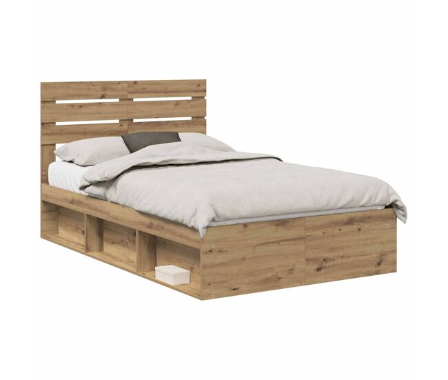 Estrutura de cama de casal moderno com cabeceira - carvalho artesanal 120 x 190 cm