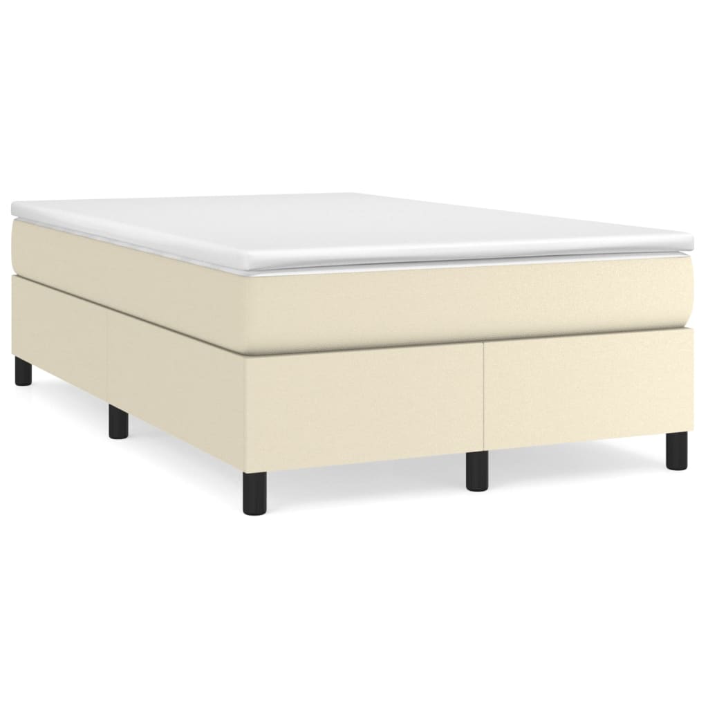 Estrutura de cama de casal moderno com molas 120x200 cm couro artificial cor creme