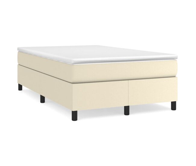 Estrutura de cama de casal moderno com molas 120x200 cm couro artificial cor creme